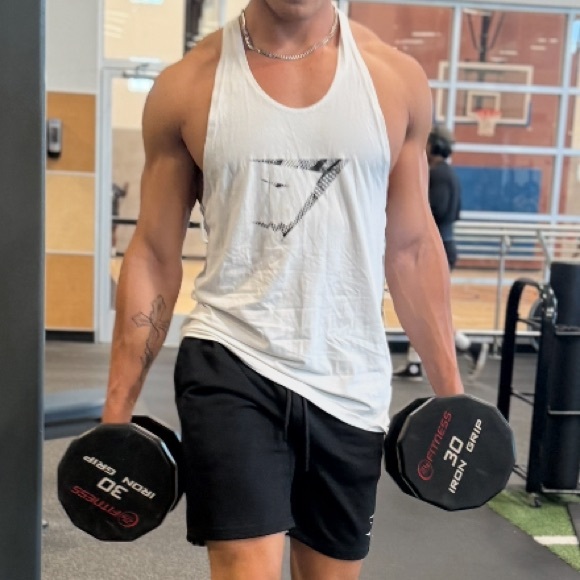 GYMSHARK MEN TANK TOP STRINGER VEST WEIGHT LIFTING BODYBUILDER BODYBUILDING JOCK - Picture 5 of 16